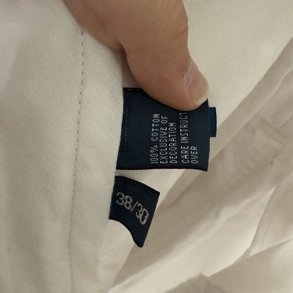 Polo Ralph Lauren Pants Men's 38x30 White Flat Front Pockets 100% Cotton - Picture 6 of 11